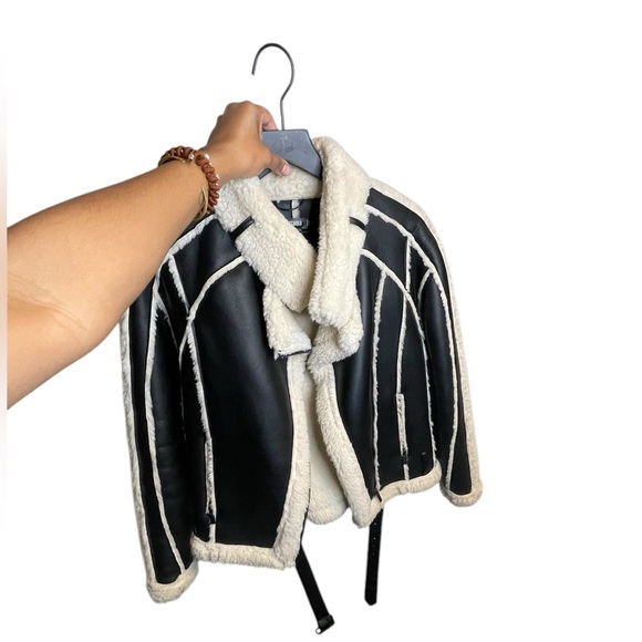 Missguided Jackets & Blazers - Missguided Borg Belted Aviator Jacket